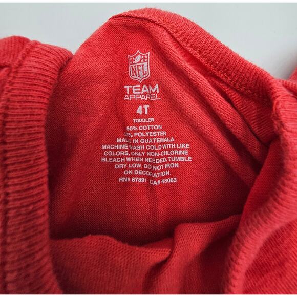 NFL Team Apparel Kansas City Chiefs Girl's Size 4T Red Long Sleeve Shirt - Picture 3 of 4